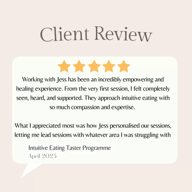 Absolutely loved receiving this beautiful feedback 💛

This amazing client joined my 1:1 Intuitive Eating Taster Programme after previously exploring the framework a few years ago. With the changes that come from having babies and a shifting lifestyle, she felt called to revisit and deepen her work — and it’s been such a privilege to support her on that journey.

I’ll never stop being in awe of how powerful and life-changing intuitive eating can be 💫

#intuitiveeatingcounselor #intutiiveeatingdietitian #workwithadietitian #willownutrition #corudietitian